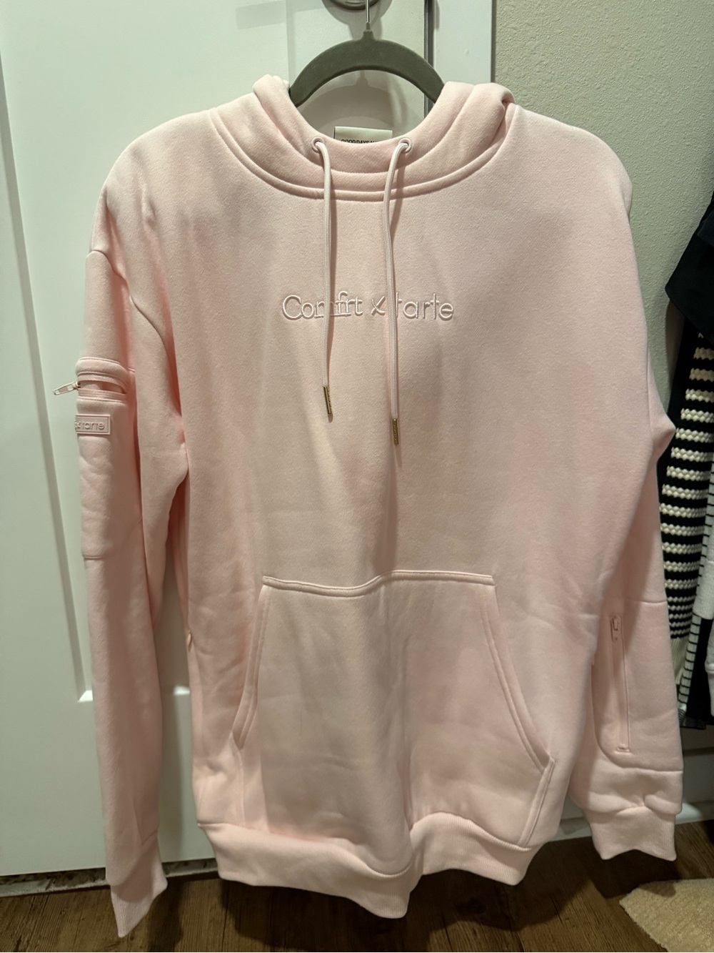 Comfort X Tarte Pink Pullover Hoodie with Sleeve Pocket